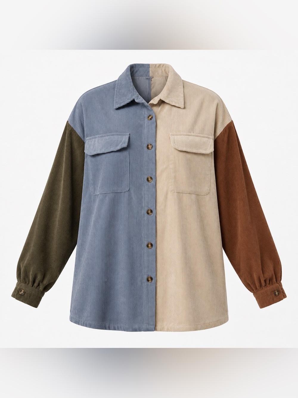 Colorblock Corduroy Button-Front Jacket - Multi
